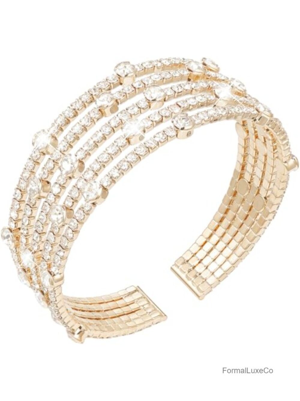 Multilayer Rhinestone Gold Cuff Bracelet for Women Arm Jewelry
